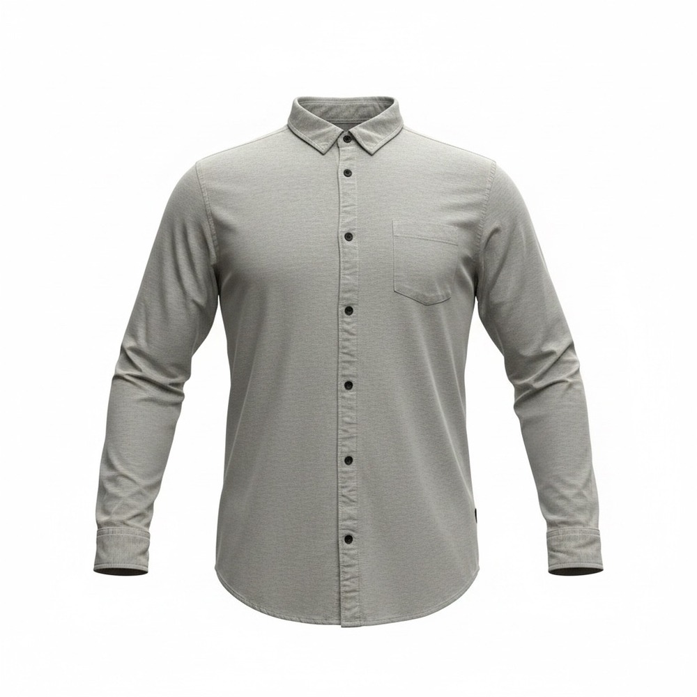Kenneth Cole New York Mens Large Grey Long Sleeve Button Down Shirt Pocket L